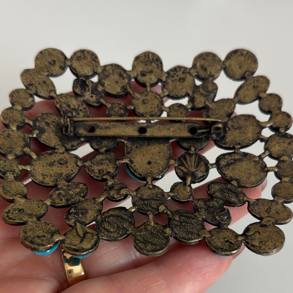 Vintage Turquoise Statement Brooch - Picture 3 of 6